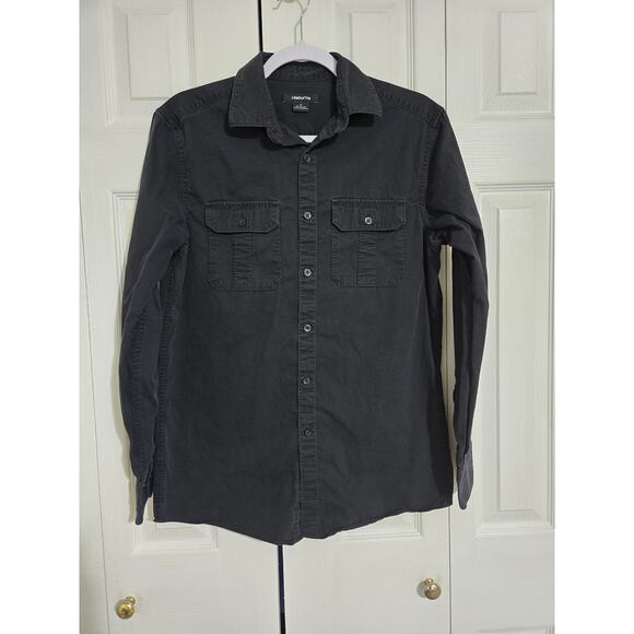 Claiborne small men's black stripe textured button up long sleeve shirt - Picture 1 of 8